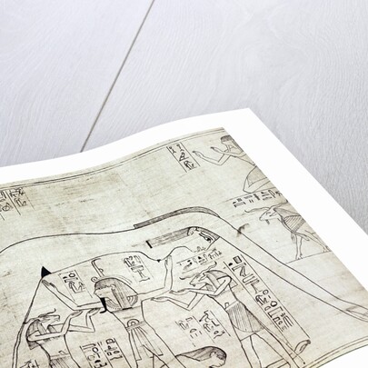 Detail of Greenfield Papyrus with Shu, the god of air, supporting the sky goddess, Nut by Anonymous