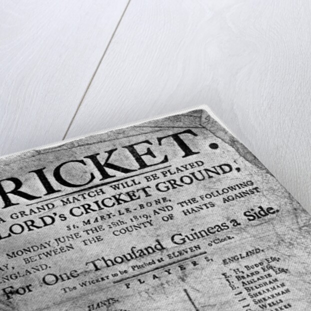 Flyer advertising a cricket match between Hampshire and England, 1819 by Anonymous