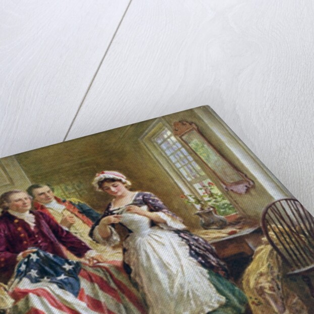 Betsy Ross working on American flag by Anonymous