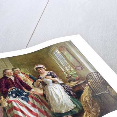 Betsy Ross working on American flag by Anonymous