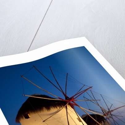 Windmills lite up at dusk, Greek Island of Mykonos by Anonymous