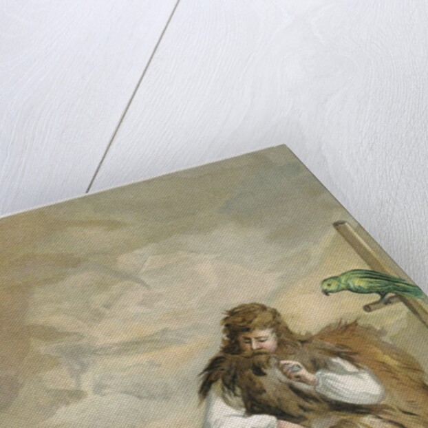 Robinson Crusoe with his animals by Anonymous