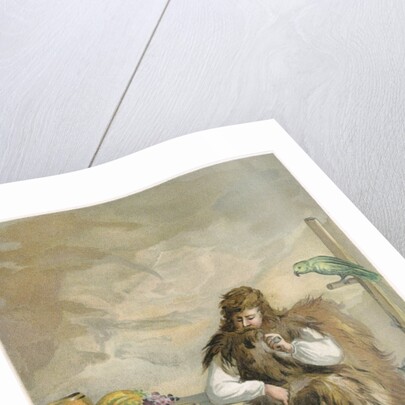 Robinson Crusoe with his animals by Anonymous