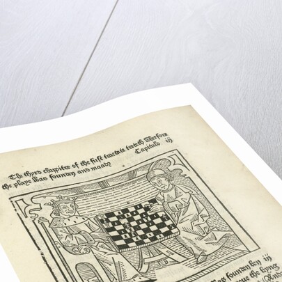 Woodcut print of a King and prelate playing chess by Anonymous