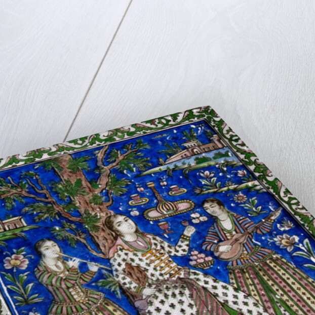 Ceramic tile panel with female musicians by Anonymous