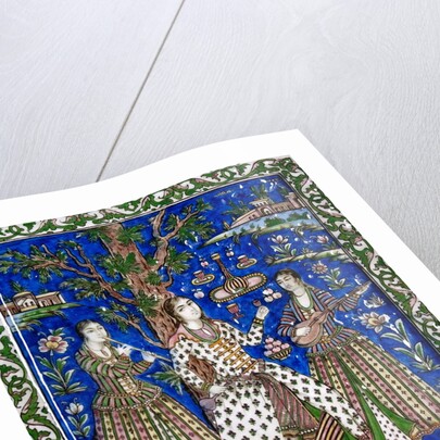 Ceramic tile panel with female musicians by Anonymous