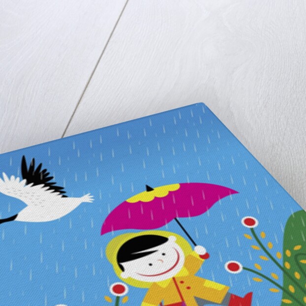 Girl Walking in the Rain by Anonymous