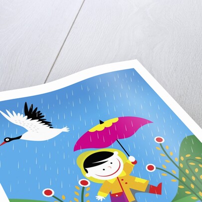 Girl Walking in the Rain by Anonymous