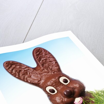 Chocolate Easter Bunny in Easter grass by Anonymous