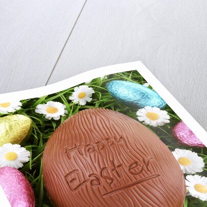 Chocolate Easter eggs in grass by Anonymous