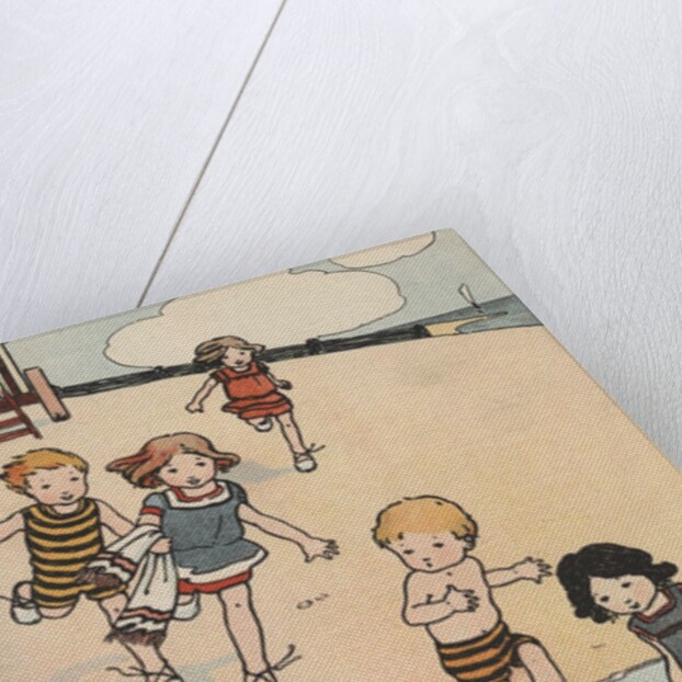 Illustration of children playing at beach by Anonymous