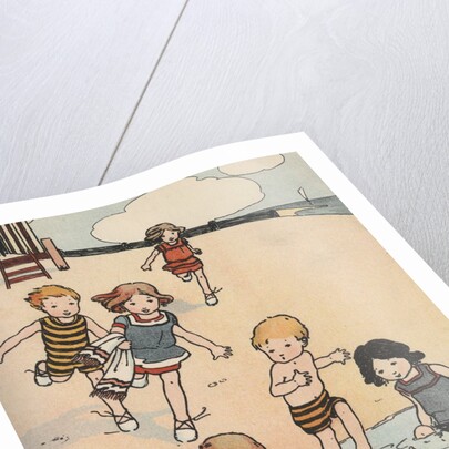 Illustration of children playing at beach by Anonymous