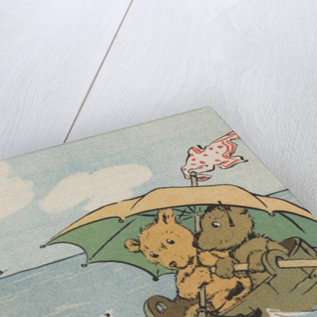 Illustration of two bears in makeshift boat by Anonymous