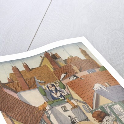 Illustration of cats on roofs by Anonymous