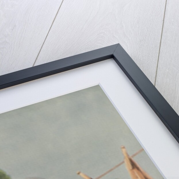 Illustration of girl hanging puppies in stockings by Anonymous