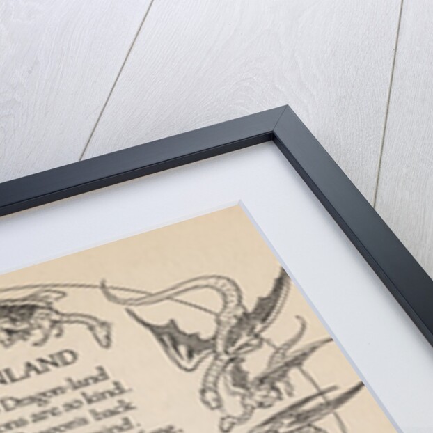 Illustration of girl riding flying dragon by Anonymous