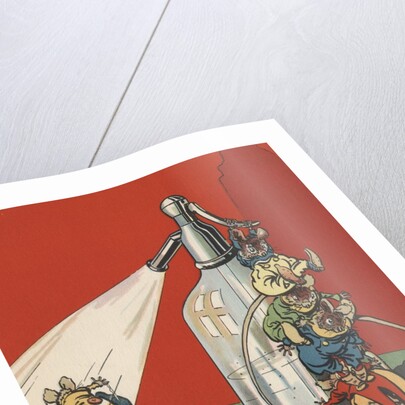 Illustration of mice spraying soda syphon bottle by Anonymous