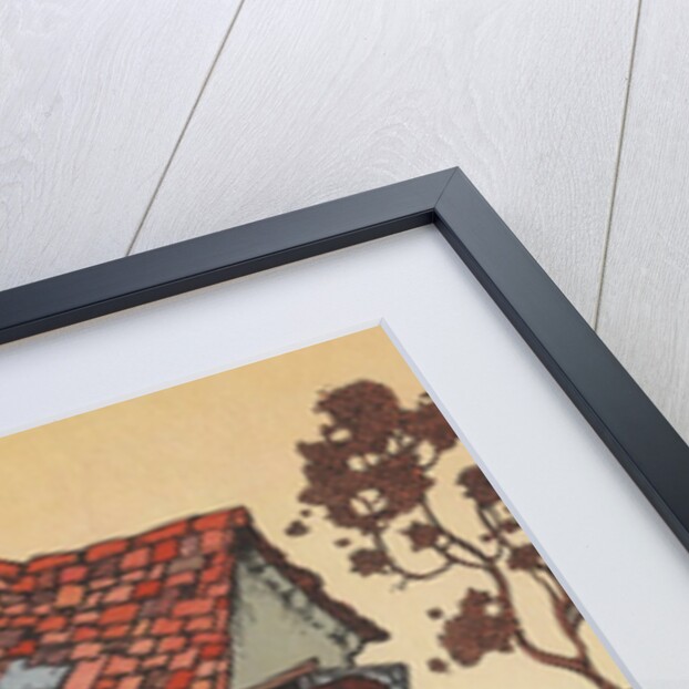 Illustration of giant turtle destroying house by Anonymous
