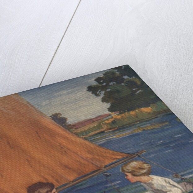 Illustration of children in sailboat by Anonymous