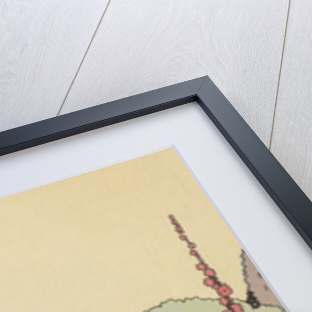 Illustration of girl looking at cat sitting on fence by Anonymous