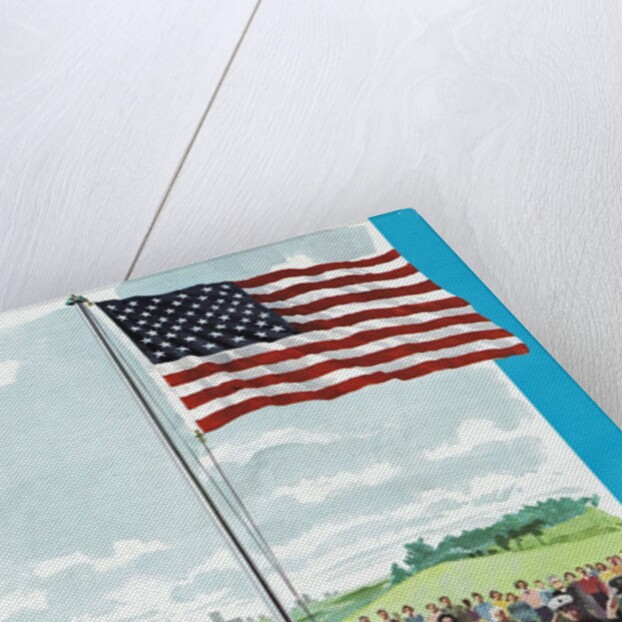 Boys scouts raising American flag by Anonymous