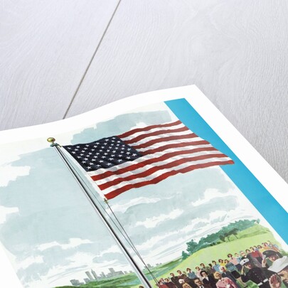 Boys scouts raising American flag by Anonymous