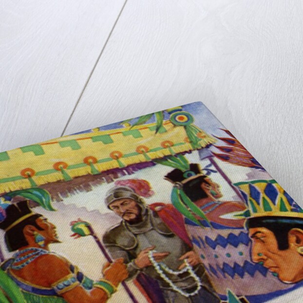Hernan Cortes meeting Montezuma by Anonymous