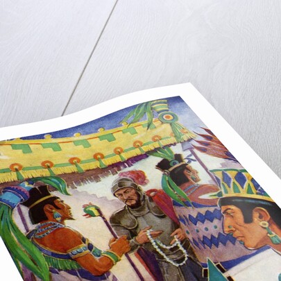 Hernan Cortes meeting Montezuma by Anonymous