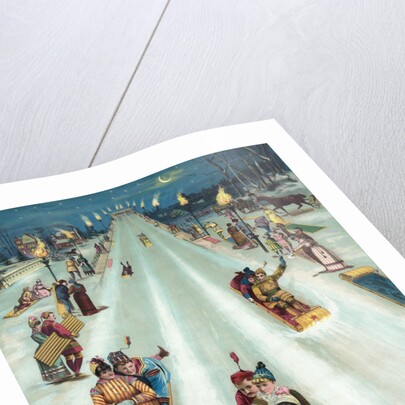 Couples sledding at night by Anonymous
