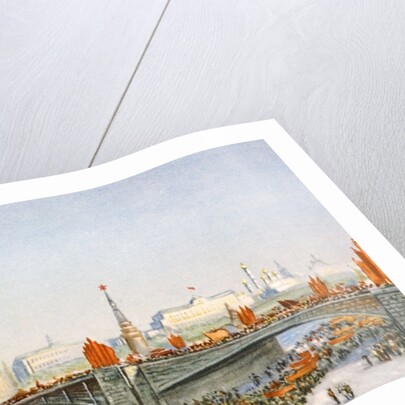 Postcard of a May-Day parade on the banks of the Moskva River in Moscow, USSR by Anonymous