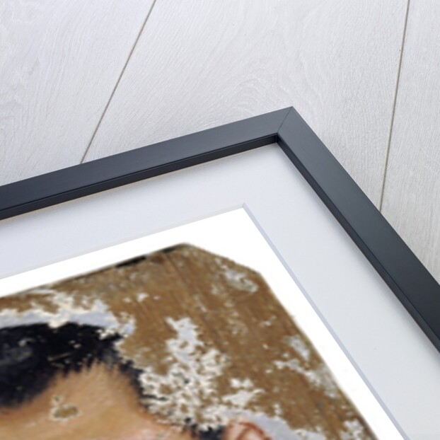 Fayum portrait of a man holding a small glass vessel and garland by Anonymous