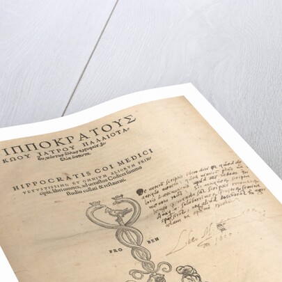 Title page of the collected works of Hippocrates by Anonymous