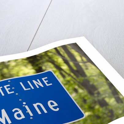 Maine state line road sign by Anonymous