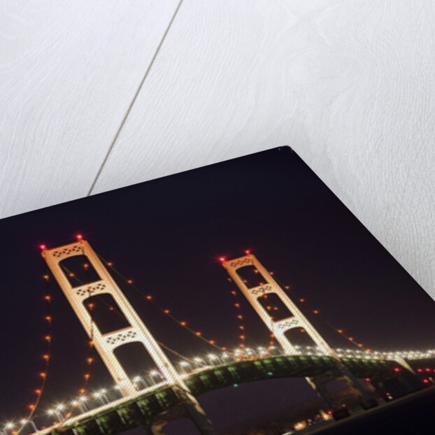 Mackinac Bridge at night by Anonymous