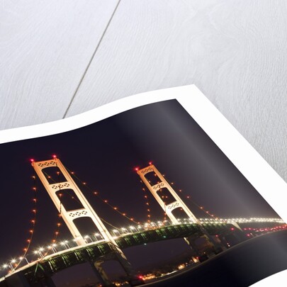 Mackinac Bridge at night by Anonymous