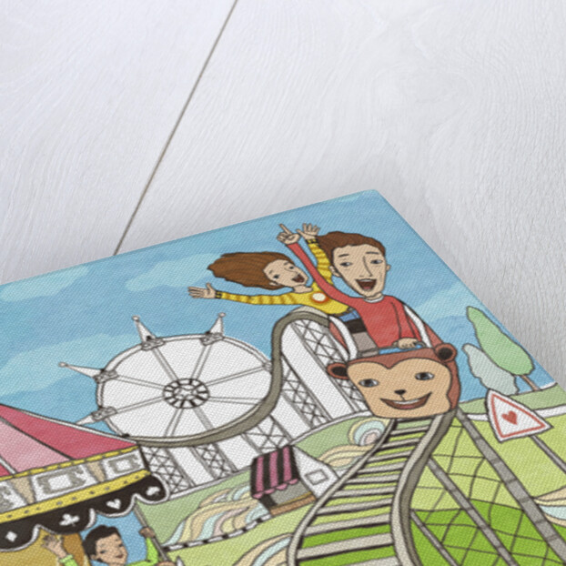 Calendar illustration amusement park by Anonymous