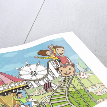 Calendar illustration amusement park by Anonymous