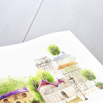 Spring scene of hazy village by Anonymous