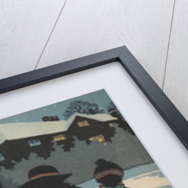 Children on ice skates pulled by dogs by Anonymous