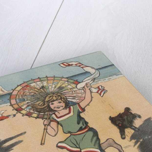 Girl running on beach by Anonymous