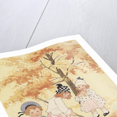 Children gathering leaves by Anonymous