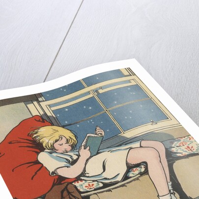 Girl reading book by Anonymous