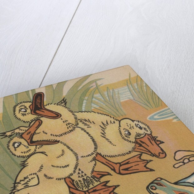 Ducklings and frog by Anonymous