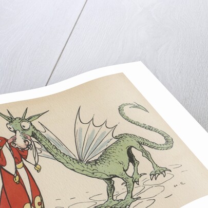 Princess with friendly dragon by Anonymous