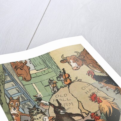 Farm animals dancing near barn by Anonymous