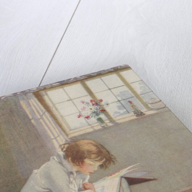 Girl reading book by Anonymous