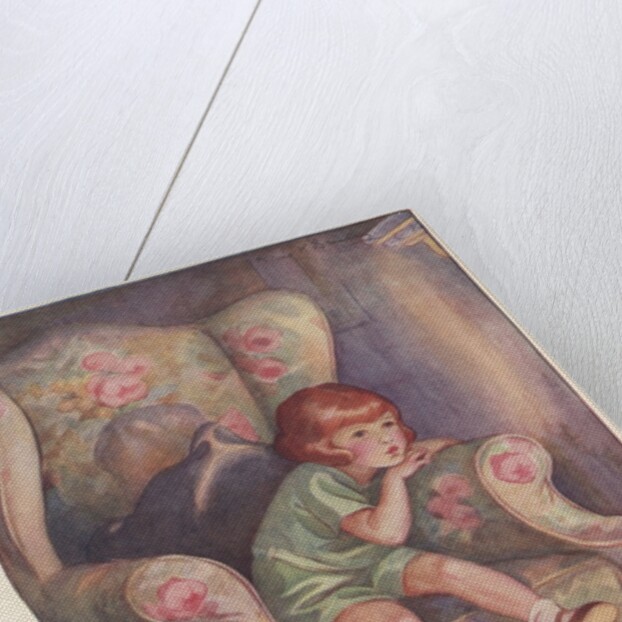 Girl sitting in armchair by Anonymous