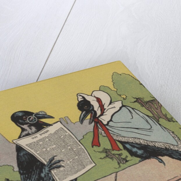 Crow couple sitting on roof by Anonymous