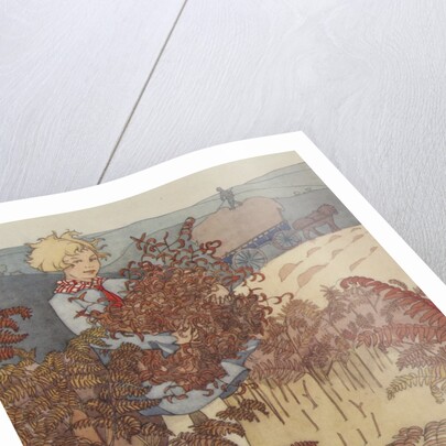 Child gathering ferns by Anonymous