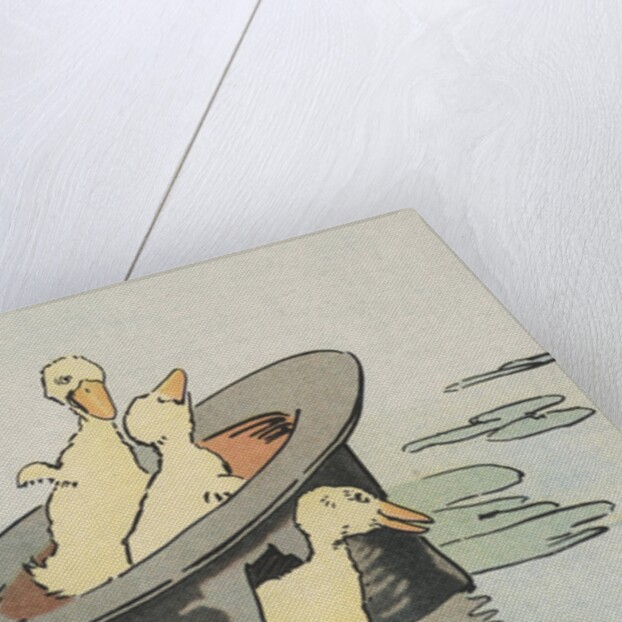 Three ducklings in a hat by Anonymous